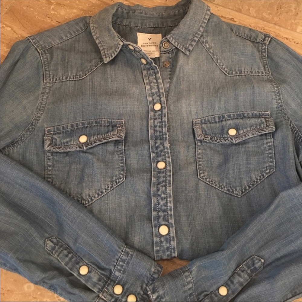 AE Vintage Boyfriend Western Denim Shirt Small